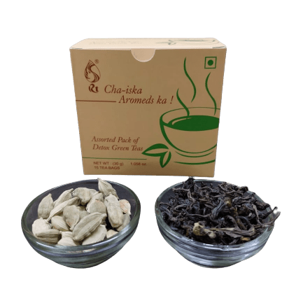 Aromeds Cha-iska Detox Green Tea- CTC Elaichi - Pack Of 15 Tea Bags