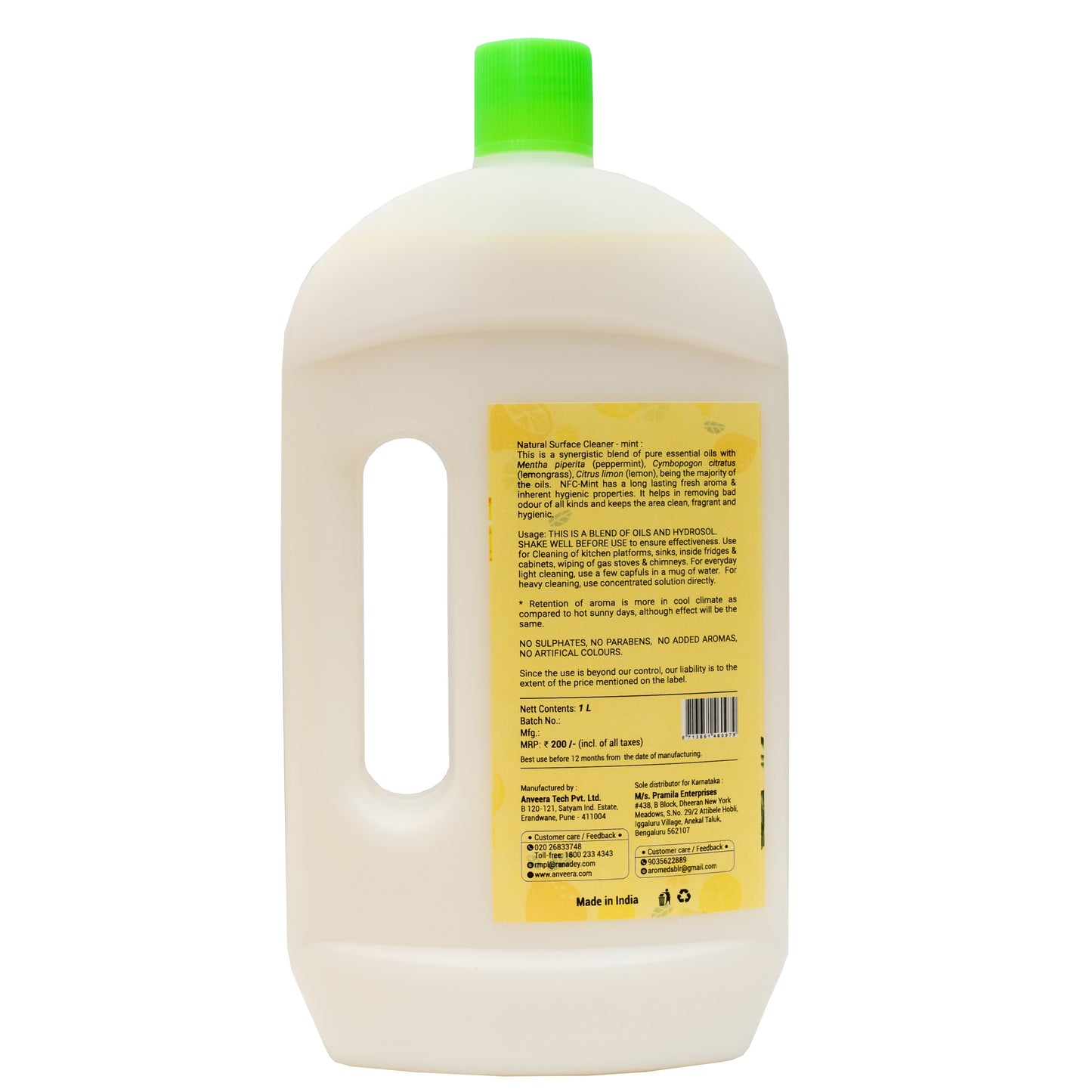 Aromeds Natural Floor Cleaner - Mint & Lemon - 1 Liter (Pack Of 2)