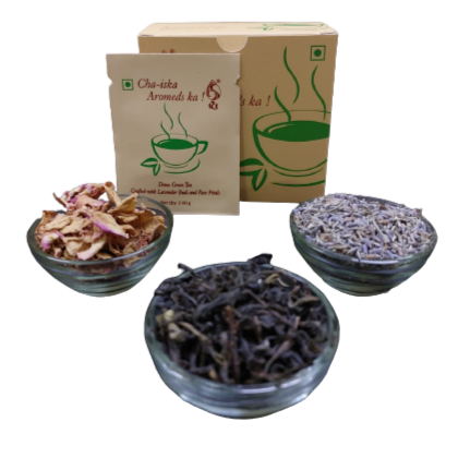 Aromeds Cha-iska Detox Green Tea- Lavender & Rose - Pack Of 15 Tea Bags
