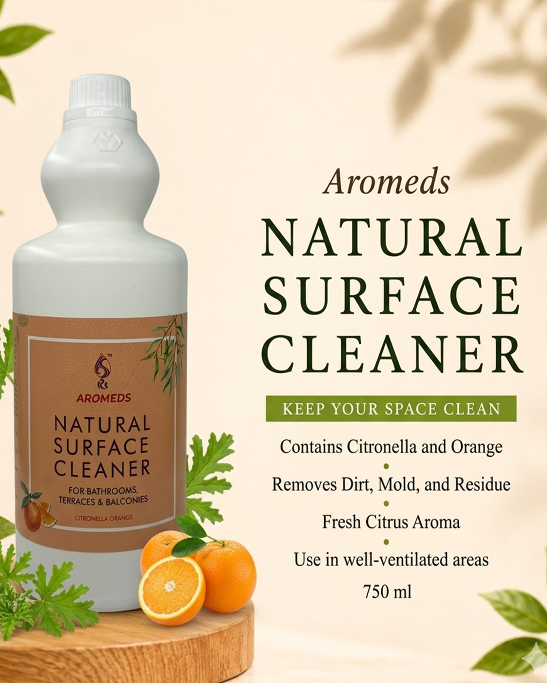 Aromeds natural floor cleaner with citronella and orange 1L