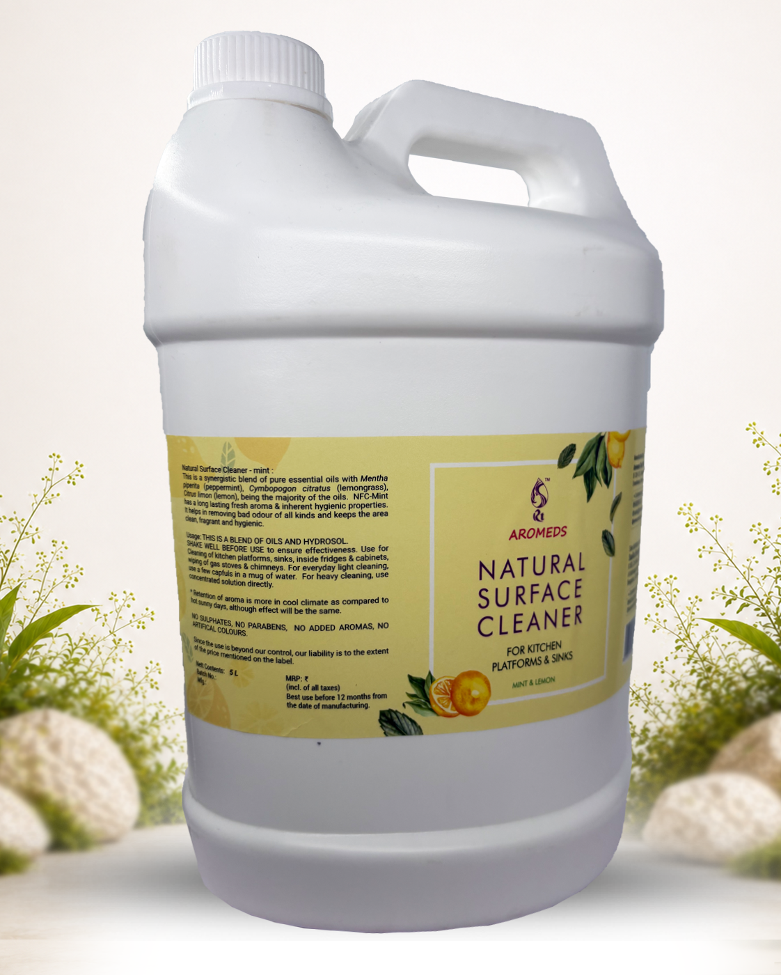 Aromeds Natural Floor Cleaner with Mint & Lemon Oil - 5 Ltr