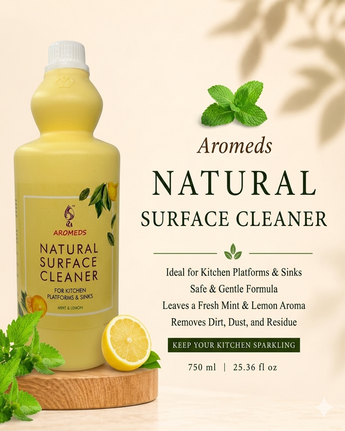 Aromeds natural floor cleaner with Mint and Lemon 1L