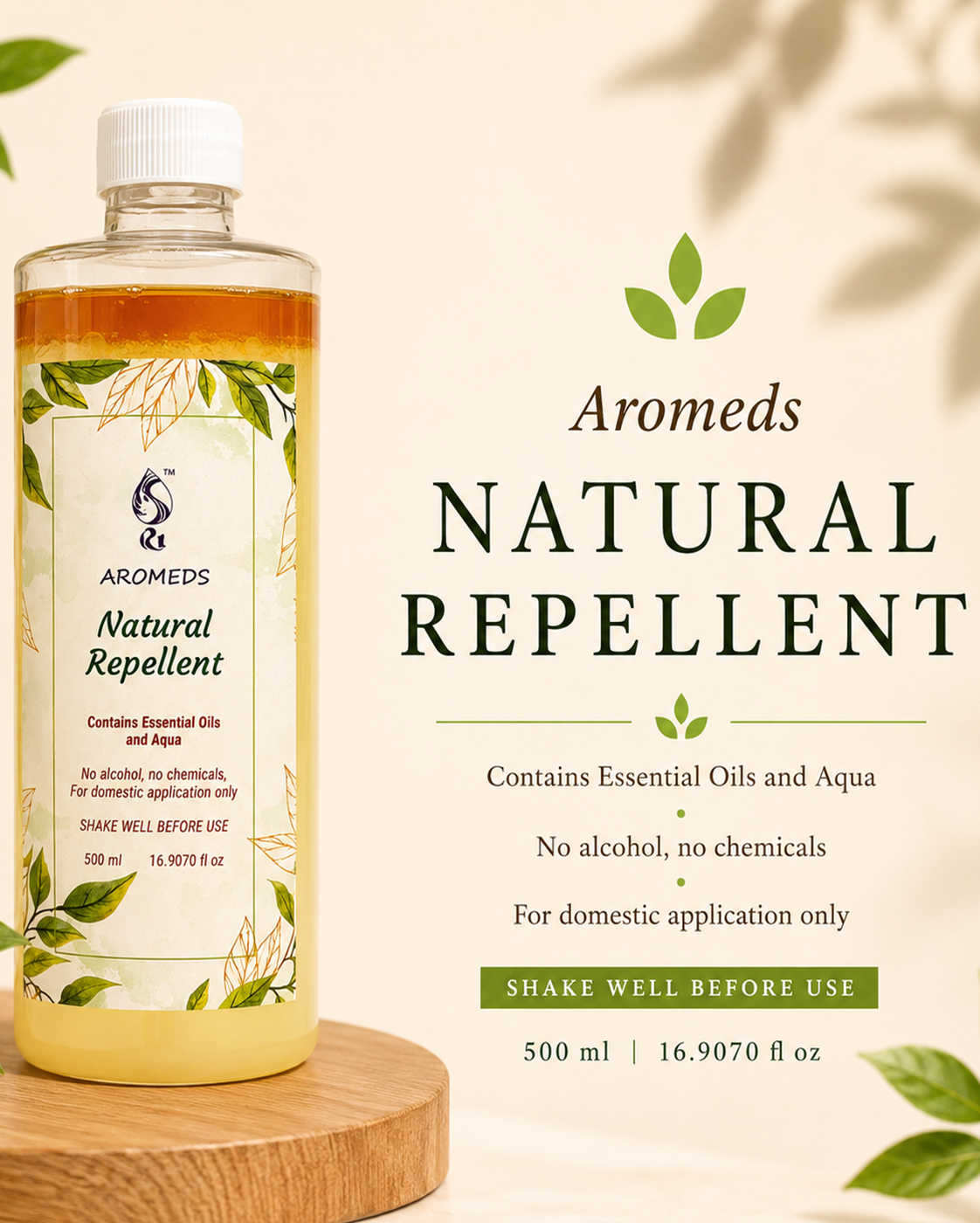 Aromeds Natural Repellent for Mosquitoes and All Insects -500 Ml (Pack Of 2)